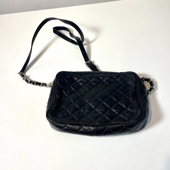 Michael Kors Susannah Quilted Messenger Bag Womens Black Leather Chain Strap - Picture 3 of 11